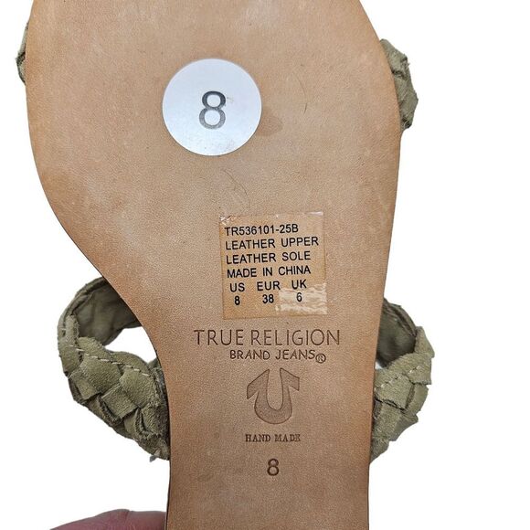 TRUE RELIGION Braided Leather Sandals Handmade Ankle Strap Boho Festival - Picture 9 of 9
